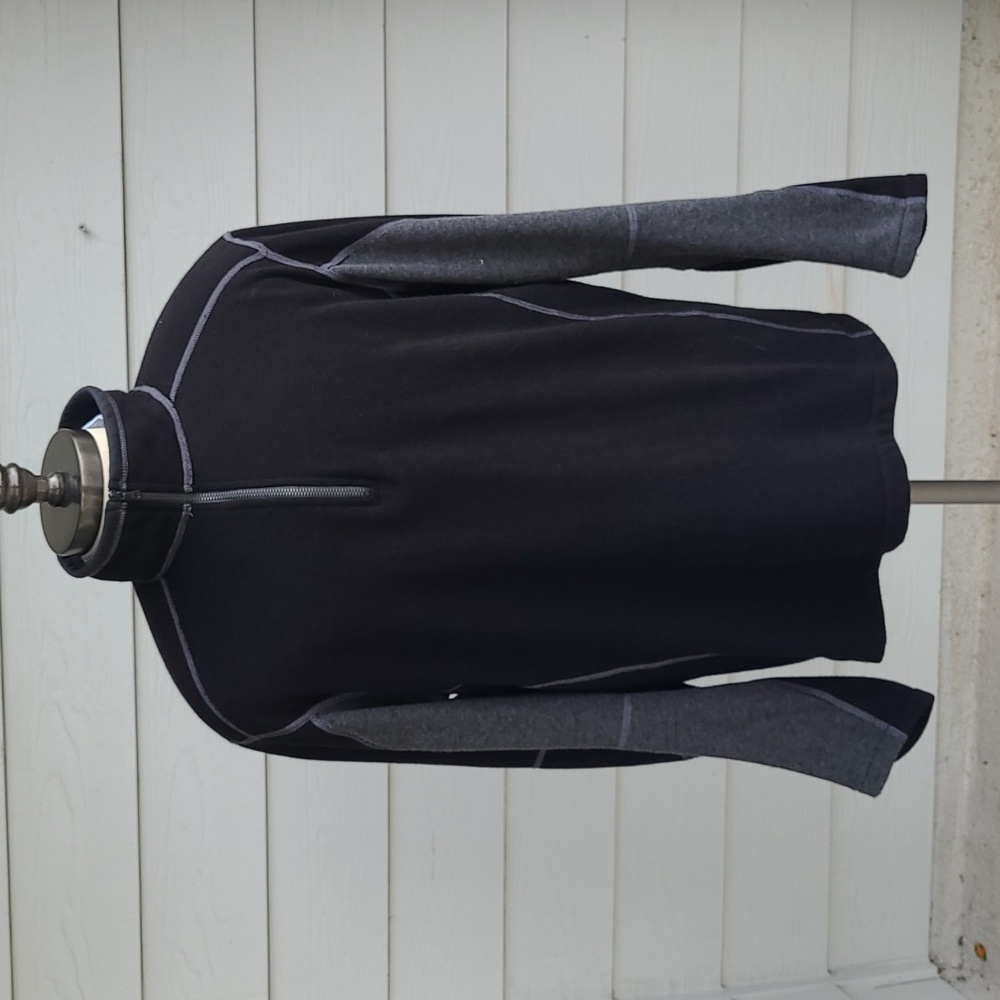 KUHL Kashmira Black Grey Fleece Mens Sz XL Pullover 1/4 Zip Long Sleeve Sweater